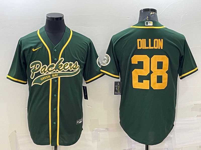 Men's Green Bay Packers #28 AJ Dillon Green Yellow With Patch Cool Base Stitched Baseball Jersey,We sell and wholesale Men's Green Bay Packers #28 AJ Dillon Green Yellow With Patch Cool Base Stitched Baseball Jersey on line form chian!